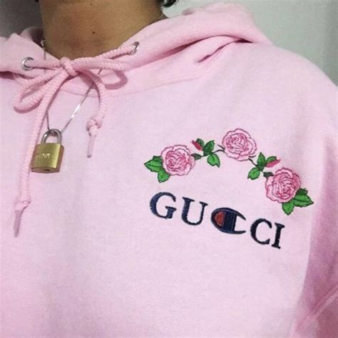 champion gucci rose hoodie|More.